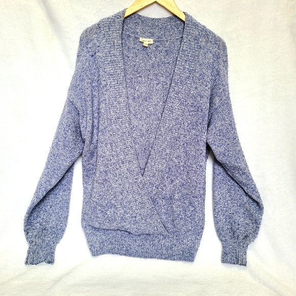 Silence & Noise Purple Marled Open V-neck Sweater - Picture 1 of 7